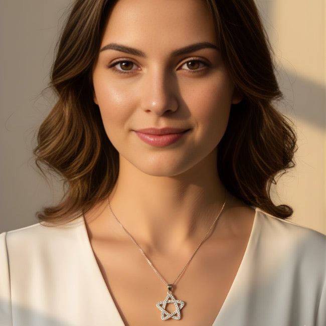 925 Sterling Silver Interwoven Star Necklace