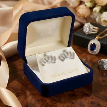 Sterling Silver Sparkle Crown Earrings