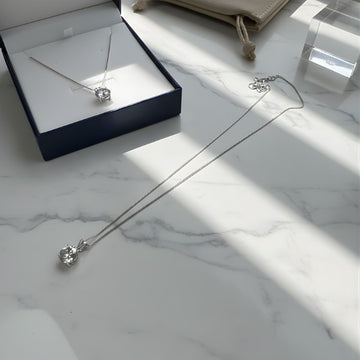 Classic 925 Sterling Silver Round Solitaire Pendant Necklace – Brilliant Cut