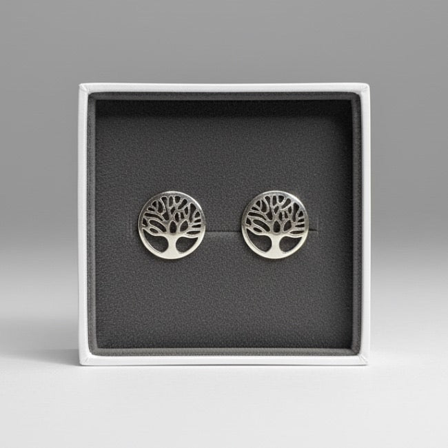 Sterling Silver Tree of Life Stud Earrings