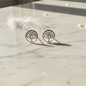 Sterling Silver Tree of Life Stud Earrings