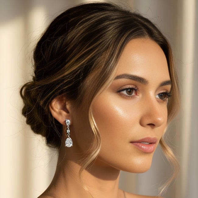 Sterling Silver Cubic Zirconia Drop Earrings – Timeless Sparkle