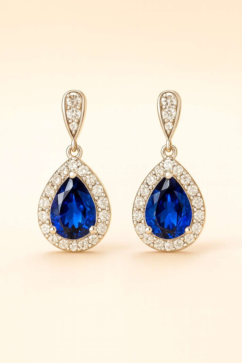 Elegant Royal Blue Teardrop Earrings – 925 Sterling Silver