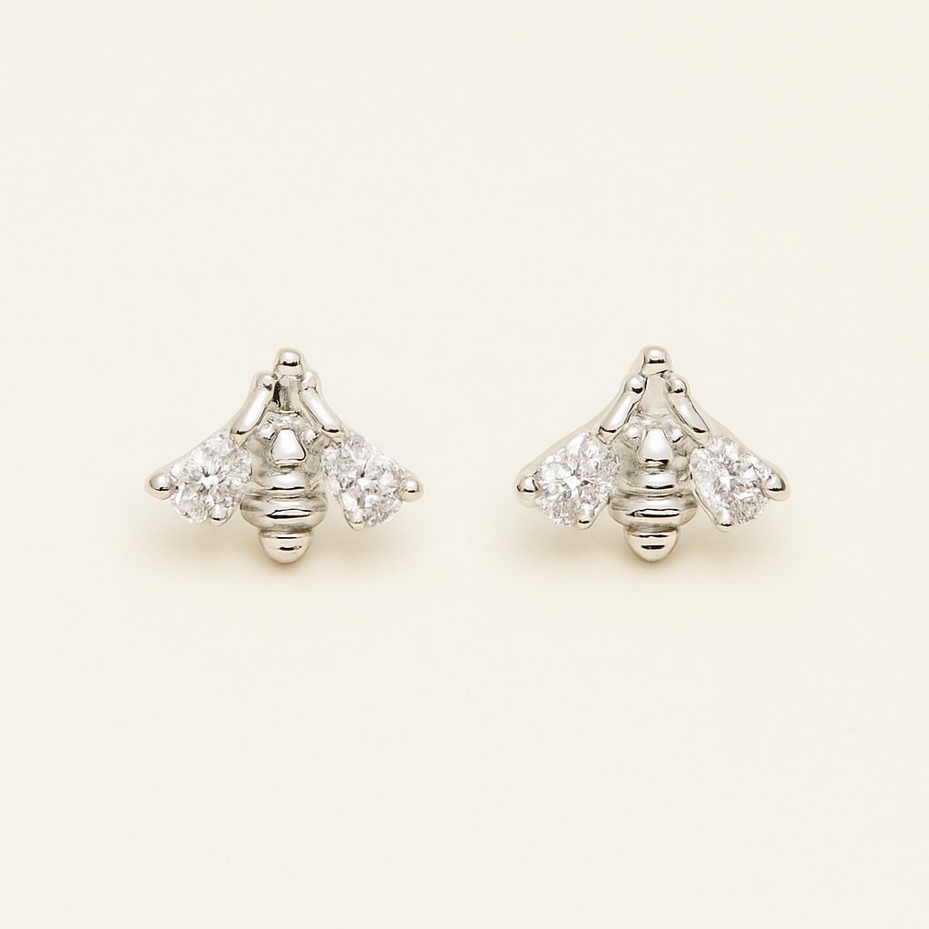 Elegant 925 Silver Bee Earrings with Cubic Zirconia