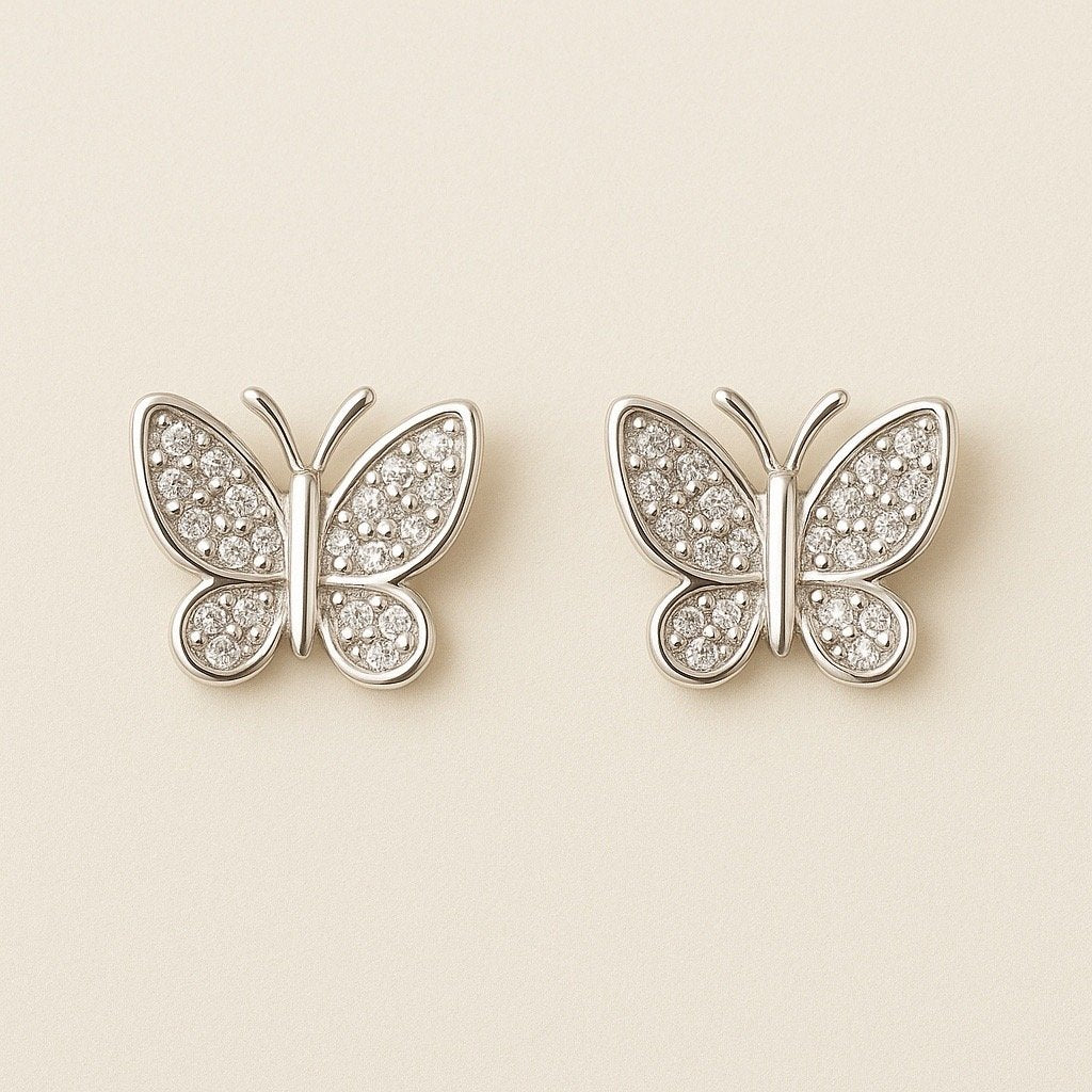 Sterling Silver Butterfly Stud Earrings – Graceful Beauty